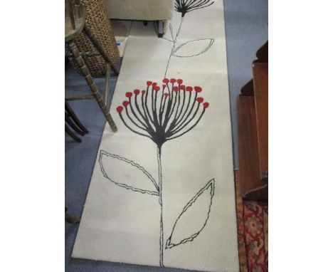 Three modern rugs to include a John Lewis runner, 95" x 28" and a wicker vase 
