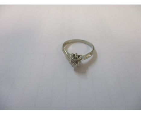 A solitaire diamond ring in 18ct white gold .45ct size L 