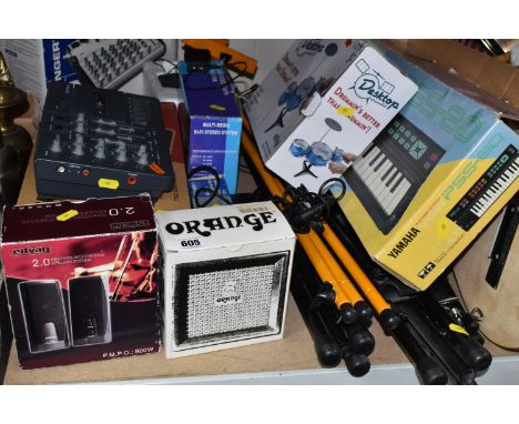 MUSICAL INSTRUMENT ACCESSORIES, to include a boxed Orange Micro Crush guitar amplifier, Tascam ministudio Porta 03mk III, Yam