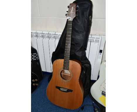 A TAKAMINE G SERIES ACOUSTIC ELECTRIC GUITAR,  six string guitar, model number EGS-330S with a soft nylon case (1) (Condition