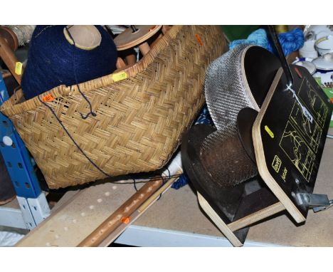 ONE BOX AND LOOSE WEAVING AND WOOL SPINNING EQUIPMENT, comprising a Louét Junior roving Carder with instructions and weaving 