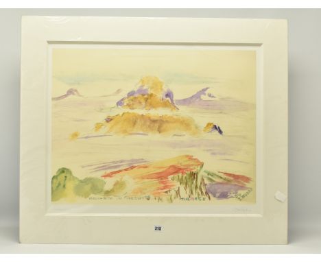 JIMI HENDRIX (AMERICA 1942-1970) 'MOUNTAIN IN THE CLOUDS', a limited edition print of a landscape originally drawn in 1956, f
