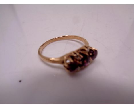 A 9ct gold amethyst and diamond ring 