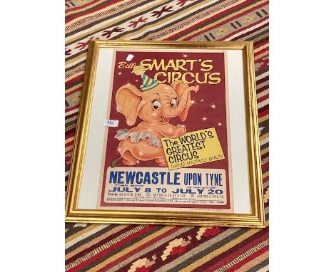 A vintage circus poster : Billy Smart Circus, 32 cm x 49 cm, framed 