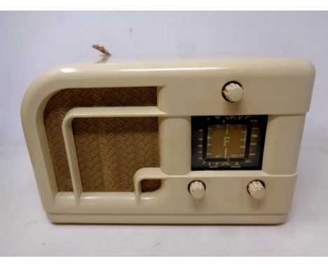 A white Bakelite vintage Ferranti radio circa 1946