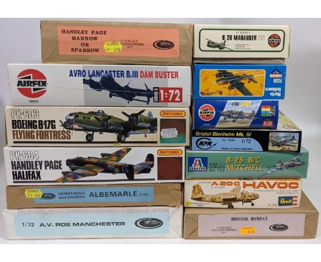 Collection of 13 model aircraft kits of WW2 Bomber planes, all believed to be complete and some with sealed contents or seale