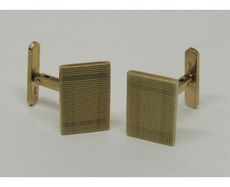 Pair of 1970s 9ct engine turned 'SwivLink' cufflinks, 13.2g 
