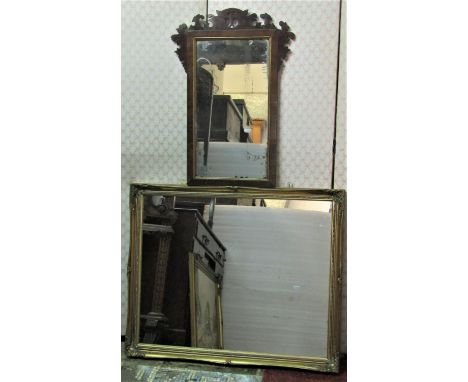 A 19th century wall mirror of rectangular form the moulded gilt frame with beaded border, 110cm x 73cm, together with a Chipp