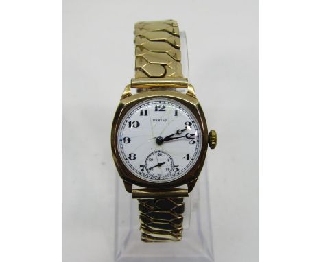 Vintage gent's Vertex 9ct dress watch, the enamelled dial with Arabic numerals and subsidiary second dial, 28mm case, current