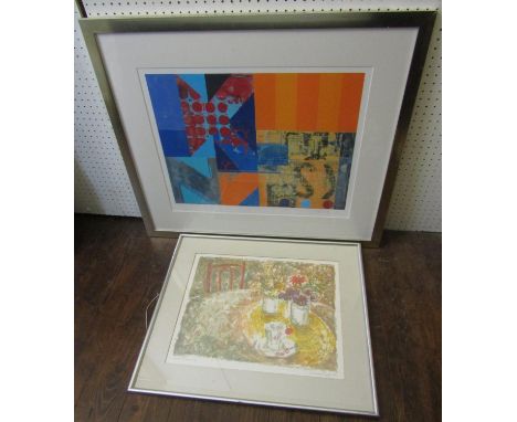 Joanna Wright (20th century school) Lloyd's Petunias, signed coloured limited edition screen print, dated 1986, 1/20, 34.5 x 