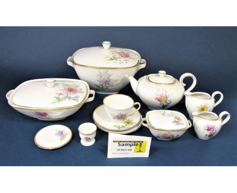 A collection of Bavarian Krautheim wares with printed botanical decoration comprising large two handled covered tureen, three