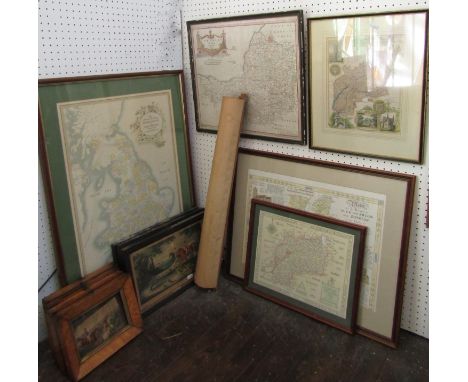 A set of four early 19th century coloured engravings of hunting subjects 10 x 15/.5 cm approx in burrwood frames and gilt sli