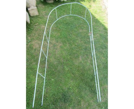 A contemporary green painted light steel garden arbour (af) 
