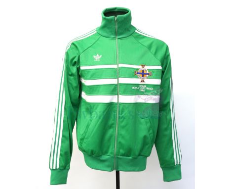 Northern Ireland Football Senior International Green Adidas full Tracksuit worn by Norman Whiteside in the Spain FIFA World C