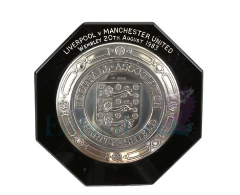 1983 Football Association Charity Shield plaque for the Liverpool v Manchester United match at Wembley on 20th August 1983 an