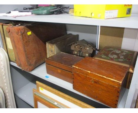 A mixed lot to include trunks, a cuckoo clock and mixed boxes 