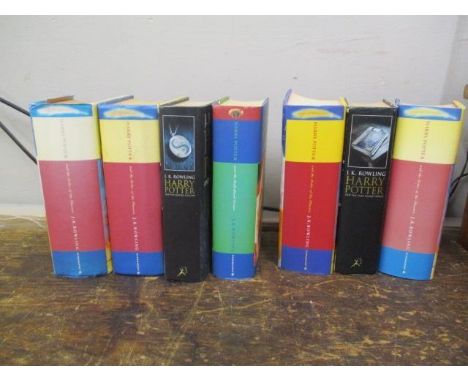 Seven 1st Edition Harry Potter books, four different titles 