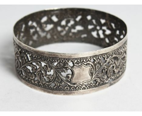 A PLAIN SILVER RING.  3.25ins diameter.