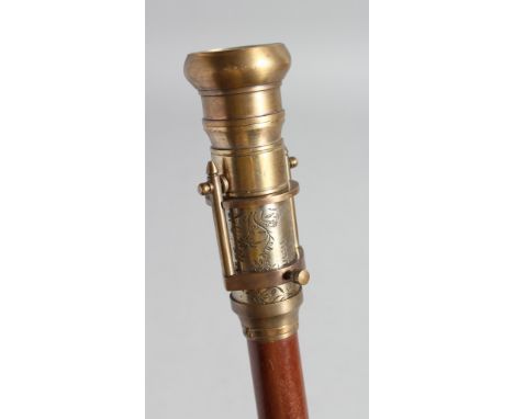 A WALKING STICK with carved bone compass handle