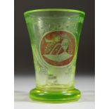 A GOOD GREEN SPA GOBLET. 4.25ins high.