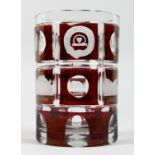 A GOOD BOHEMIAN RUBY BEAKER engraved with buildings, Altenburg, etc.. "Corda Serrata Pando" 4.5ins
