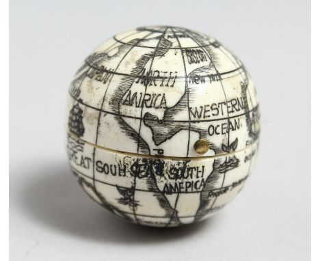 A BONE GLOBE COMPASS.  1.25ins