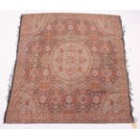 A FINE KASHMIRI SHAWL with a central circular design and similar shaped panels to each corner. 5ft