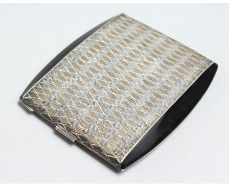 A SILVER AND BLACK ENAMEL CIGARETTE CASE.  Alfred Dunhill.
