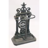 A LARGE VICTORIAN CAST IRON TWO DIVISION STICK STAND, possibly after a design by Christopher