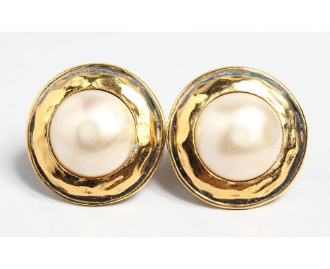 A PAIR OF CHANEL GILT AND MOTHER OF PEARL EAR CLIPS, No. 2531