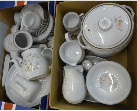 A Denby Encore tea and dinner service, tea and coffee pot, lidded tureen, butter dish, etc. 