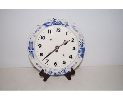 Delft wall clock, with key 