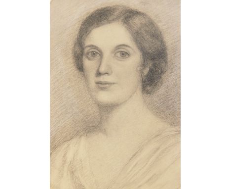 Mary Stoddard (Scottish, c.1852?1901),Oval portrait study of a lady,Pencil on paper,Signed lower right,38.5cm x 28cm,Gilt fra