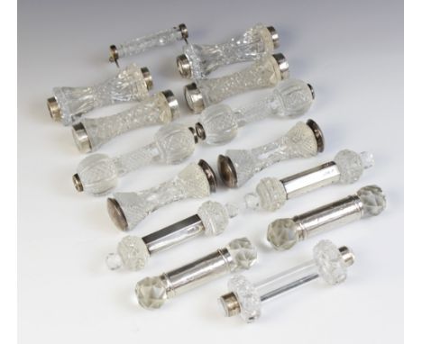 A selection of cut glass silver mounted knife rests, to include a George V pair by Haseler Brothers, Birmingham 1910, each 12