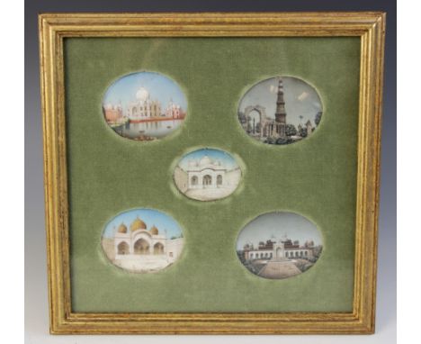 Mughal School (19th century), a framed set of five oval Indian miniatures, each finely enamelled on ivory, depicting; the Tom