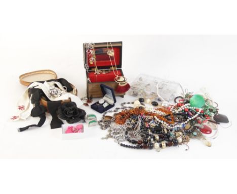 A quantity of vintage costume jewellery, to include cufflinks, bracelets, bangles, necklaces, pendants, beads, hair accessori