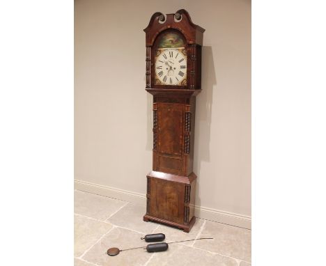 An early 19th century eight day mahogany longcase clock by Thomas William Hay, Shrewsbury, the hood with a broken swan neck p