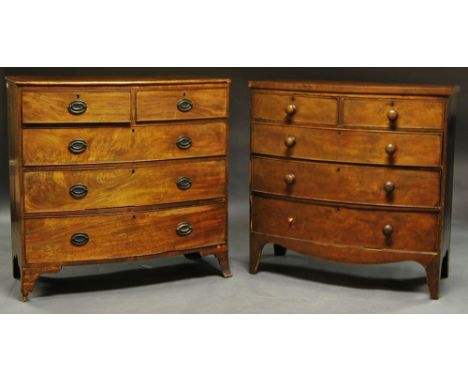 A Victorian mahogany bow front chest of drawers, 106cm high x 107cm wide x 51cm deep ;together with another, (2).