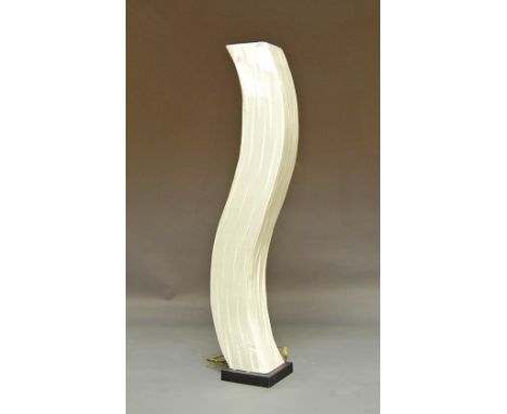 A canvas S shaped lamp, 158cm high. 
(It is the buyer's responsibility to ensure that electrical items are professionally rew