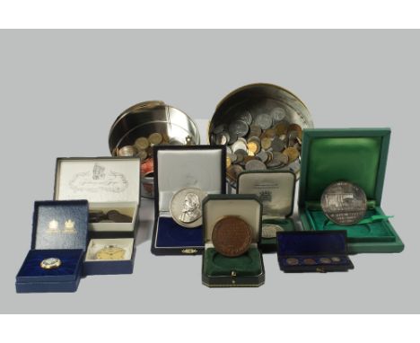 A set of 1870 Maundy Money, in a case dated 1870, together with a collection of coinage and medallions to include a commemora