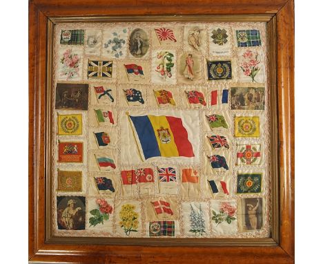 A collection of material cigarette cards, 20th century, to feature sporting figures, ceramic art, heraldry, flags and other s