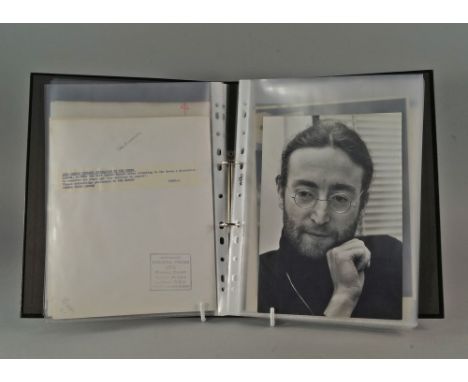 A collection of press photographs of George Harrison, John Lennon, Sir Paul McCartney, Sir Elton John, together with other po