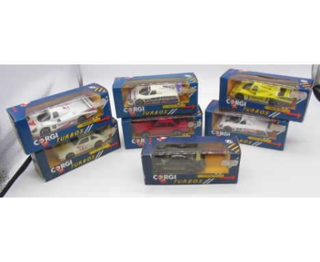 Seven boxed Corgi turbo cars (7) 