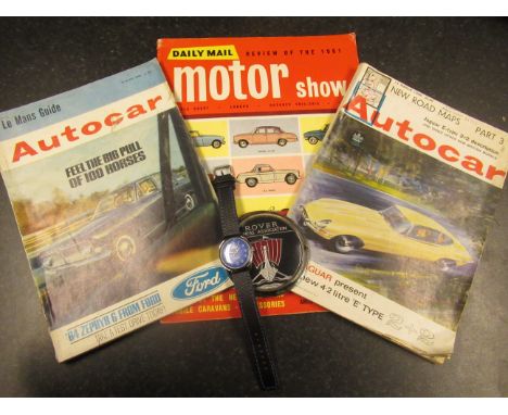 Collection of car magazines including Auto Car and 1960's Daily Mail Motor Show reviews, books including The Motor Manual and