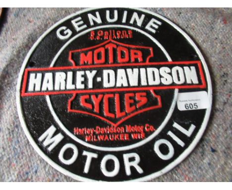 Cast metal Harley Davidson motor oil reproduction advertising sign 
