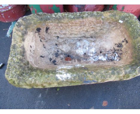 Rectangular Yorkshire sandstone hollowed out trough 80cm x 48cm (base drilled for drainage) 