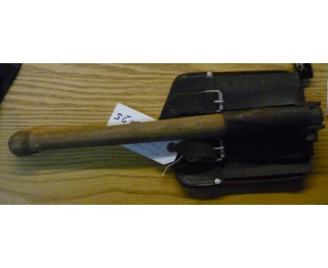 1950 folding entrenching tool with leather cover 
