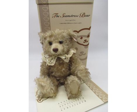 Steiff The Seamstress Bear in brown tipped mohair with lace collar, Limited Edition 962/2006, boxed with certificate, H27cm 