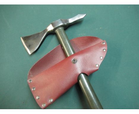 Hand axe, steel head stamped USA with leather belt sheath 