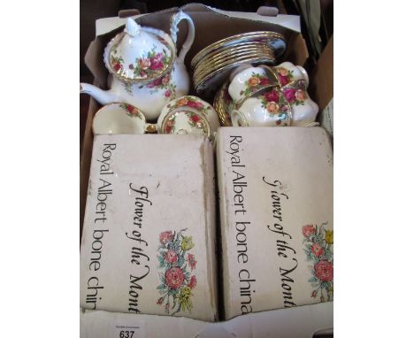 Royal Albert Old Country Roses tea service and two Royal Albert Flower Of The Month series tea cups, saucers and decorative c